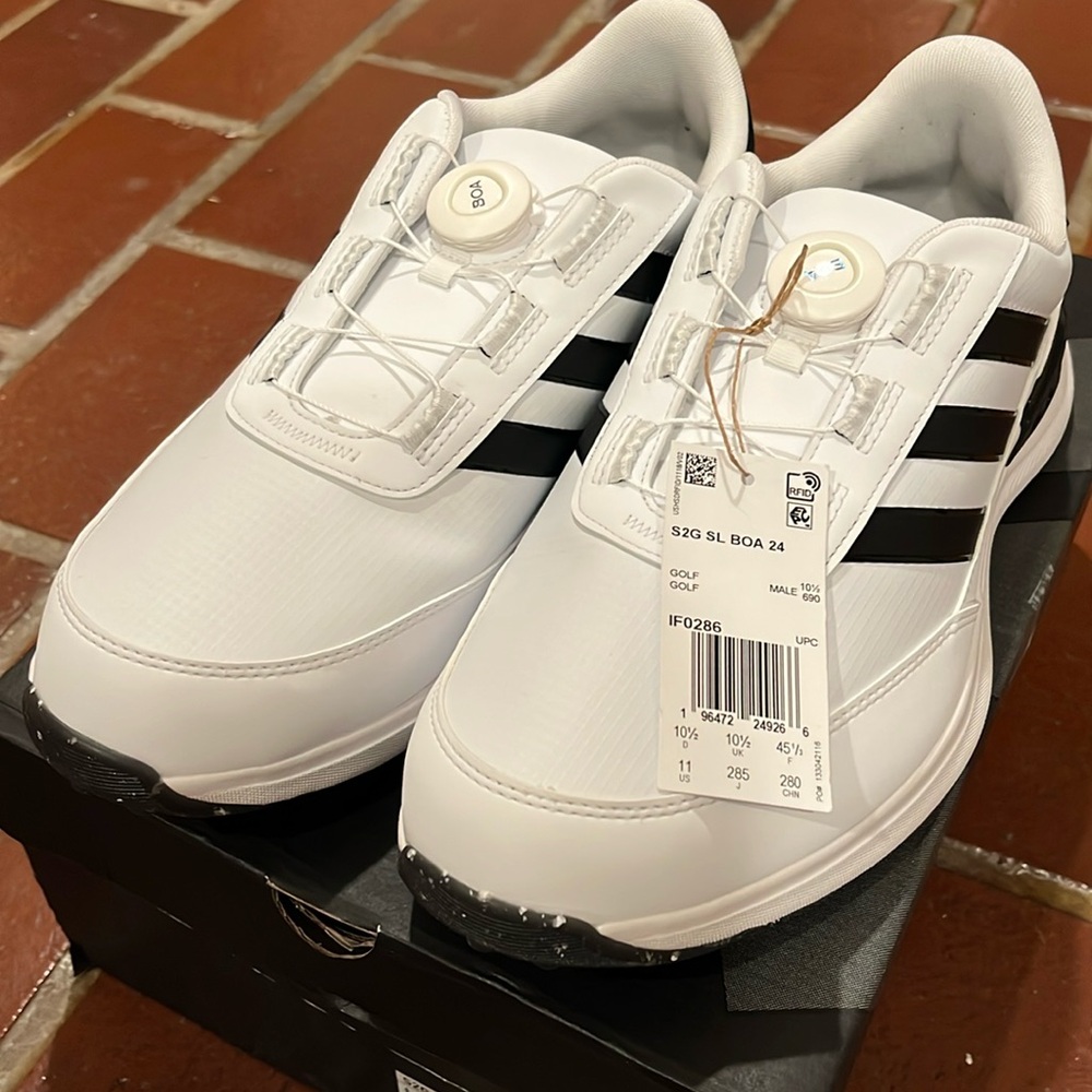 *NEW* Adidas S2G Spikeless BOA 24 Golf Low Mens Golf Shoe, White/Black, Size 11